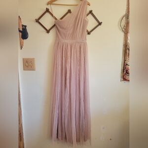 NWT Anaya Maxi Dress Lined Mesh Pink Assymetrical Bridesmaid Formal Small 4